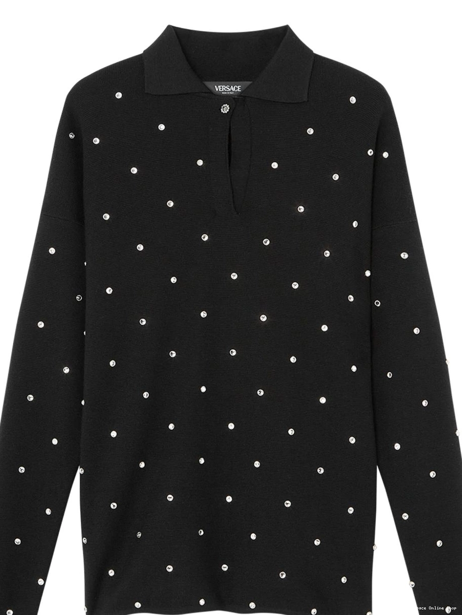 Affordable Versace Women stud-embellished polo shirt 0714